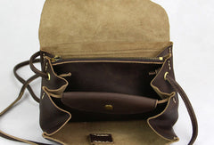 Handmade coffee vintage leather minimalist crossbody Shoulder Bag for girl women - EverHandmade
