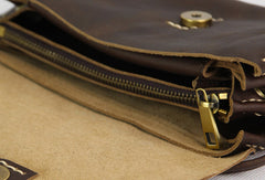 Handmade coffee vintage leather minimalist crossbody Shoulder Bag for girl women - EverHandmade