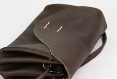 Handmade coffee vintage leather minimalist crossbody Shoulder Bag for girl women - EverHandmade
