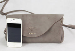 Handmade coffee vintage leather minimalist crossbody Shoulder Bag for girl women - EverHandmade
