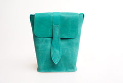 Handmade vintage leather basket green crossbody Shoulder Bag for girl women