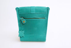 Handmade vintage leather basket green crossbody Shoulder Bag for girl women