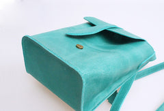 Handmade vintage leather basket green crossbody Shoulder Bag for girl women - EverHandmade