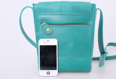 Handmade vintage leather basket green crossbody Shoulder Bag for girl women