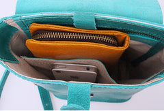 Handmade vintage leather basket green crossbody Shoulder Bag for girl women - EverHandmade