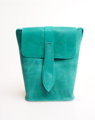 Handmade vintage leather basket green crossbody Shoulder Bag for girl women - EverHandmade