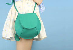 Handmade round cute leather minimalist crossbody Shoulder Bag for girl women
