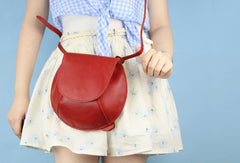 Handmade round cute leather minimalist crossbody Shoulder Bag for girl women