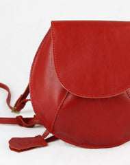 Handmade round cute leather minimalist crossbody Shoulder Bag for girl women