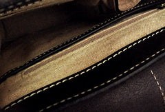 Handmade vintage black leather minimalist shoulder crossbody Bag for girl women