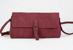 Handmade red vintage leather minimalist crossbody Shoulder Bag for girl women