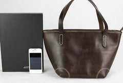 Handmade modern vintage fashion leather busket handbag shopper Bag for women - EverHandmade