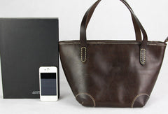 Handmade modern vintage fashion leather busket handbag shopper Bag for women