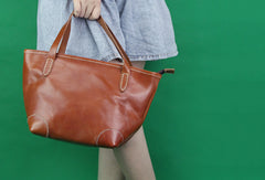 Handmade modern vintage fashion leather busket handbag shopper Bag for women
