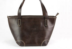 Handmade modern vintage fashion leather busket handbag shopper Bag for women