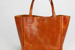 Handmade modern vintage leather minimalist handbag tote shopper Bag for girl women
