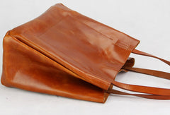 Handmade modern vintage leather minimalist handbag tote shopper Bag for girl women