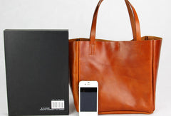 Handmade modern vintage leather minimalist handbag tote shopper Bag for girl women - EverHandmade