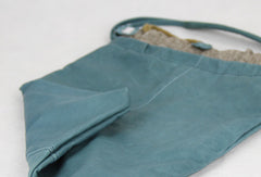Handmade vintage blue leather minimalist shoulder bag shopper Bag for girl women - EverHandmade