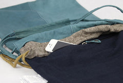 Handmade vintage blue leather minimalist shoulder bag shopper Bag for girl women - EverHandmade