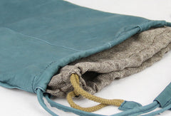 Handmade vintage blue leather minimalist shoulder bag shopper Bag for girl women - EverHandmade