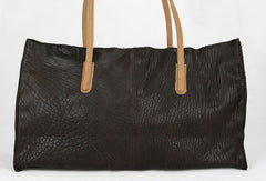 Handmade large dark coffee vintage leather minimalist handbag shopper Bag for women - EverHandmade