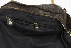 Handmade large dark coffee vintage leather minimalist handbag shopper Bag for women - EverHandmade
