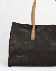 Handmade large dark coffee vintage leather minimalist handbag shopper Bag for women - EverHandmade