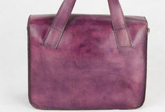 Handmade purple vintage leather Satchel Bag crossbody Shoulder Bag for girl women