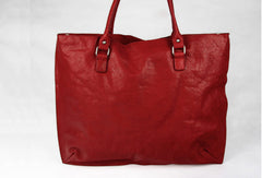 Handmade red modern vintage leather large handbag tote shopper Bag for women