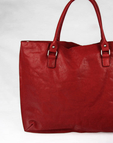 Handmade red modern vintage leather large handbag tote shopper Bag for women - EverHandmade