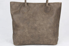 Handmade large gray vintage leather minimalist handbag tote shopper Bag for women