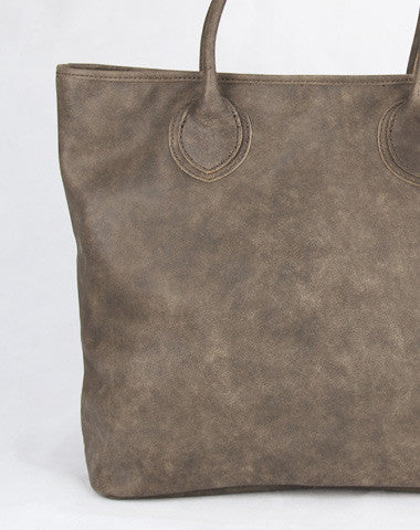 Handmade large gray vintage leather minimalist handbag tote shopper Bag for women