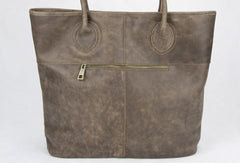 Handmade large gray vintage leather minimalist handbag tote shopper Bag for women