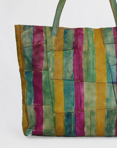 Handmade green modern vintage leather large handbag tote shopper Bag for women - EverHandmade