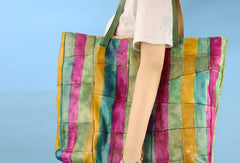 Handmade green modern vintage leather large handbag tote shopper Bag for women - EverHandmade