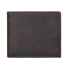 Coffee Mens Leather Bifold Wallet billfold Wallet Vintage Front Pocket Wallet for Men