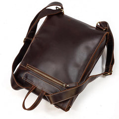 Dark Brown Mens Leather Satchel College Backpack Laptop Backpack Satchel Backpack for Men