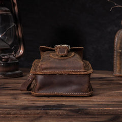 Brown LEATHER MEN'S Phone Holster Small Belt Pouch Mini Waist Bag Vertical Phone Holster FOR MEN