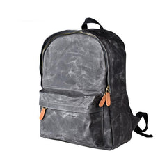 Gray Waxed Canvas Mens Laptop Backpack College Backpack Gray Canvas Travel Backpack for Men