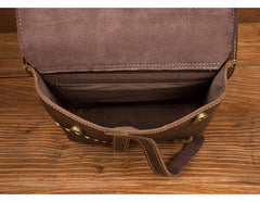 Cool Brown Mens Leather Small Side Bag Vintage Messenger Bags Courier Bag for Men