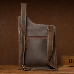 Cool Brown Mens Leather Small Side Bag Vintage Messenger Bags Courier Bag for Men