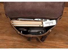 Cool Brown Mens Leather Small Side Bag Vintage Messenger Bags Courier Bag for Men