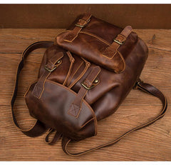 Casual Brown Leather Mens 15 inches Laptop Backpack Travel Backpack Brown School Backpack for Men