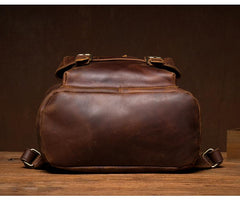 Casual Brown Leather Mens 15 inches Laptop Backpack Travel Backpack Brown School Backpack for Men