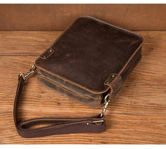 Vintage Dark Brown Cool Leather 12 inches Vertical Courier Bag Messenger Bags for Men