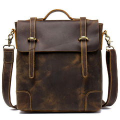 Vintage Brown Cool Leather 13 inches Vertical Briefcase Messenger Bags Side Bags for Men