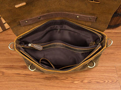 Vintage Dark Brown Leather 15 inches Briefcase Messenger Bags Work Side Bags for Men