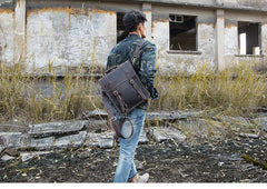 Dark Brown Fashion Mens Leather 13-inch Computer Backpacks Travel Backpacks Brown School Backpack for men