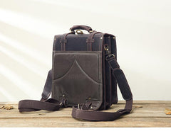 Dark Brown Fashion Mens Leather 13-inch Computer Backpacks Travel Backpacks Brown School Backpack for men